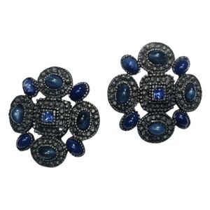 Vintage Floral Teal Green Glass Beaded Multi Strand Necklace dangle Earrings